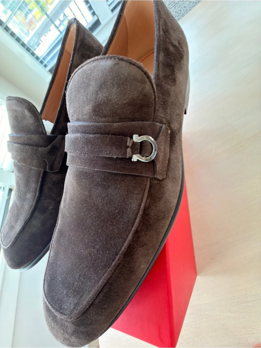 Salvatore Ferragamo Dark Brown Suede Bit Loafers - Size 9.5 EE